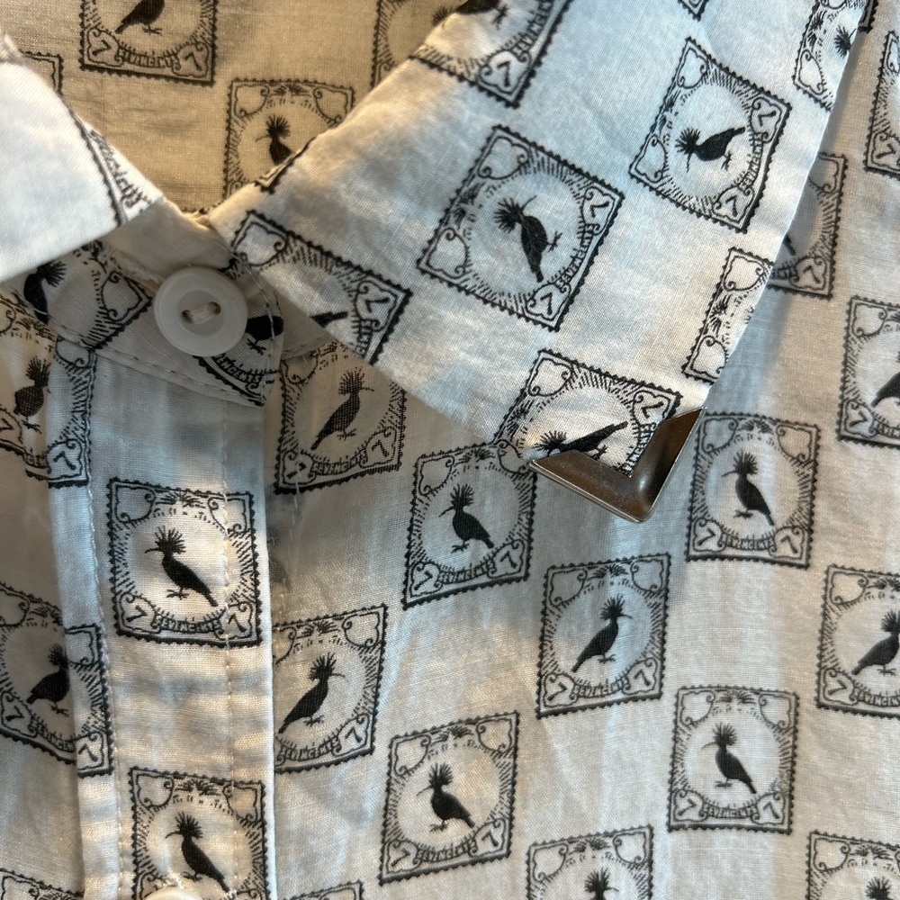 Black and white silk bird shirt!